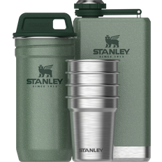 Stanley Pre-Party Shot Glass + Flask Set Hammertone Green Kitchenware 4pcs