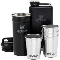 Stanley Pre-Party Shot Glass + Flask Set Matte Black Pebble Kitchenware 4pcs