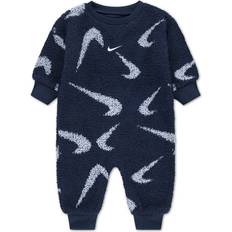 Polyester Playsuits Børnetøj Nike Swoosh Bouclé Jacquard Romper Midnight Navy 0-3M