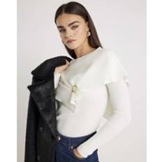 Beige - Women Capes & Ponchos River Island Womens Cream Knitted Jumper