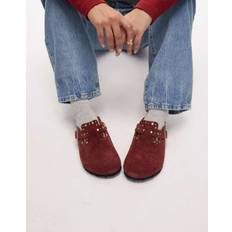 Suede Clogs Birkenstock Boston Rivets Leather Clogs Maroon