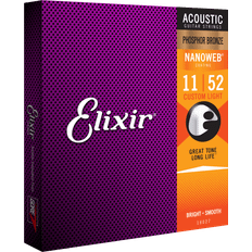 Musiktilbehør Elixir Acoustic Phosphor Bronze Nanoweb Custom Light 11-52