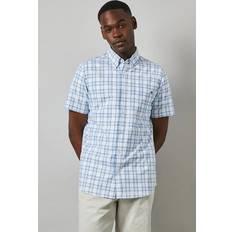 Debenhams Men Blue Check Short Sleeve Shirt - Maine Blue