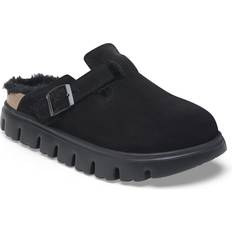 Dame - Plateau Træsko Birkenstock Boston Chunky Shearling Flade Sko - Sort