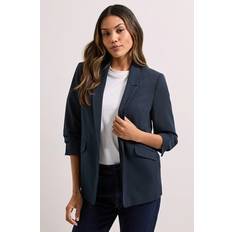 Natural - Women Blazers Dorothy Perkins Women's Ruched Sleeve Blazer - Navy