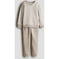 Beige Tracksuits H&M Sweatshirt Set 2pc - Mole/Striped (1248353006)