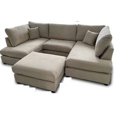 Beige - Corner Sofas Furniture 786 Harper Beige Sofa 5 Seater