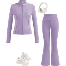 Shein Tween Girls Outdoor Yoga Sports Elastic Comfortable Free Stretch Fashion - Mauve Purple