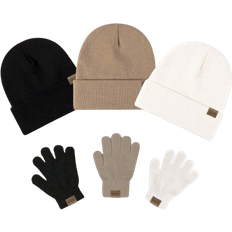 Shein Plain Knitted Hat Split Finger Children Gloves - Black/White/Beige