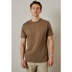 Brown - Men T-shirts Burton Men Mocha Brown Plain Crew Neck T-shirt - Brown
