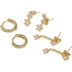 6pcs Simple Copper Zirconia Hoop Earrings Set For Women