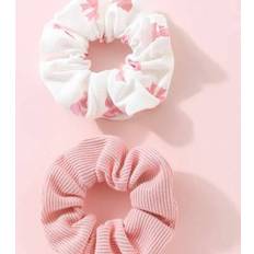 Hair Accessories Shein 2pcs Handmade Floral Bow Hair Scrunchies, Suitable For Everyday Wear,Head Piece