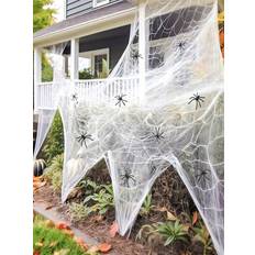 Shein 1pc 60/100/200g Spider Webs Halloween Decorations Bonus With Fake Spiders White