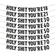 Shein 1 Set Black Glitter "Holy You're 18/21/30/40/50/60/70/80" Banner