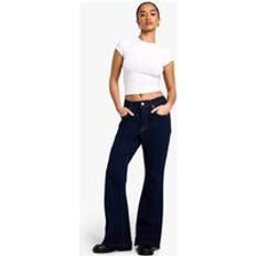 Flare Jeans boohoo Womens The Petite High Waist Flared Jean - Blue