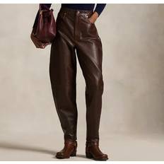 Leather Trousers Polo Ralph Lauren Curved Tapered Leather Pants - Brown