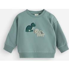 Lindex Sweatshirts Lindex Kids Cotton Textured Dino Sweatshirt Dusty Aqua