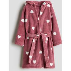 Dressing Gowns H&M Girls Fleece Dressing Gown - Dark Red/Hearts