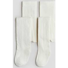 Strumpbyxor Barnkläder H&M Flicka Vit 2-Pack Finstickad Strumpbyxa - Vit