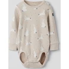 Bodysuits Polarn O. Pyret Baby Organic Cotton Bunny Long Sleeve Bodysuit - Beige