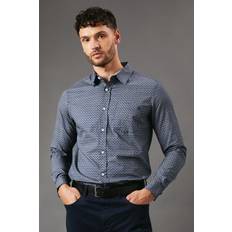 Oxford Shirts Debenhams Navy Abstract Shape Print Long Sleeve Shirt - Navy