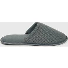 Grey Green Waffle Mule Slippers M