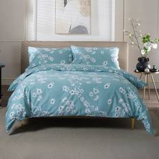 Satin Bed Linen The Lyndon Company Petite Fleure Printed Duck Egg Set Duvet Cover Blue