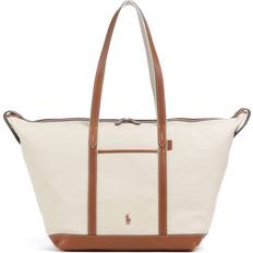 Brun - Dame Mapper Polo Ralph Lauren Canvas Leather Lg Shp Tte-Tte-Lrg Beige