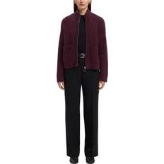 Dam - Merinoull Koftor Selected Femme Slfsia RAS LS Knit Zipper - Rød