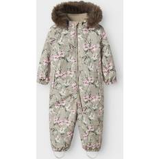 Beige Overaller Name It NmfSnow10 Suit Aop Mini 5 År