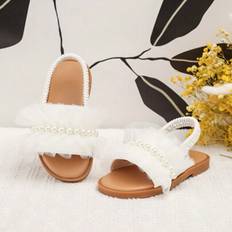 Laced Sandals Children's Shoes Shein Girls Lace Pearl Decor Flat Sandals Summer