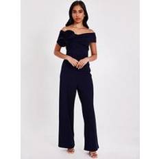 Natural Jumpsuits & Overalls Quiz Women's Petite Bardot Jumpsuit - Navy