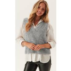 Vero Moda Veste Vero Moda Vmnovah Rib Sl V-Neck Vest Noos - Grey