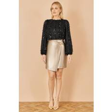 Gold Skirts Yumi Faux Leather Wrap Mini Skirt - Gold