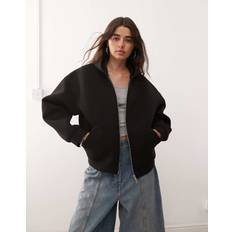 Weekday Oversized Scuba Zip-Hoodie - Black