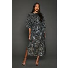 Midi Dresses - Silver Debenhams Principles Womens Sequin Detail Belted Batwing Midi Dress - Silver