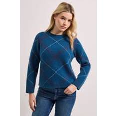 Checkered - Women Jumpers Dorothy Perkins Navy Argyle Knitted Jumper - Dark Navy