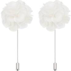 Men - White Brooches Uxcell Flower Boutonnieres Pin Lapel For Men Camellia For Suit - White