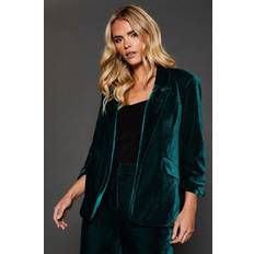 Green - Women Blazers Dorothy Perkins Women's Petite Velvet Blazer Relaxed Fit - Dark Green