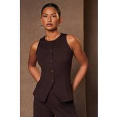 Brown - Women Vests Quiz Brown Button Front Waistcoat