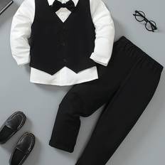 Vita Kostymer Barnkläder Temu Boys Bow Tie Gentleman Suit 3pcs