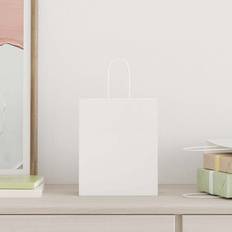 Vita Fyllnads- & Förpackningsmaterial vidaXL Papperspåsar 250 St Med Handtag Vit 18x8x22 cm