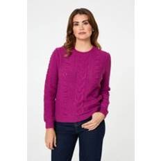 Izabel London Women's Textured Long Sleeve Knitted Jumper - Purple