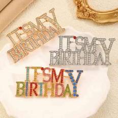 Unisex Brooches Shein Luxury English Letter Birthday Brooch