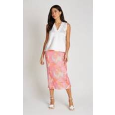 Women's Pink Print Mesh Midaxi Skirt