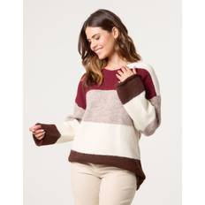 Multicoloured Jumpers Blue Vanilla Red Colourful Stripped V Neck Jumper