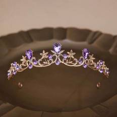 Crowns & Tiaras Shein Retro Bridal Tiara Elegant Crystal Crown Headpiece