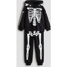 Skelett Maskeradkläder H&M Pojke Svart 2-delat sweatshirtset med tryck 134/140 8-10Y