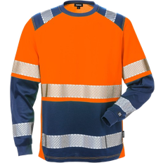 Fristads Arbetsöverdelar Fristads Fristads långärmad T-shirt, Varsel Orange/Marinblå