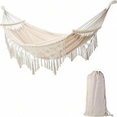 White 2 Person Large Brazilian Macrame Hammock